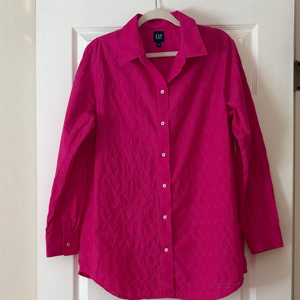 GAP Magenta Eyelet Button-Up Shirt